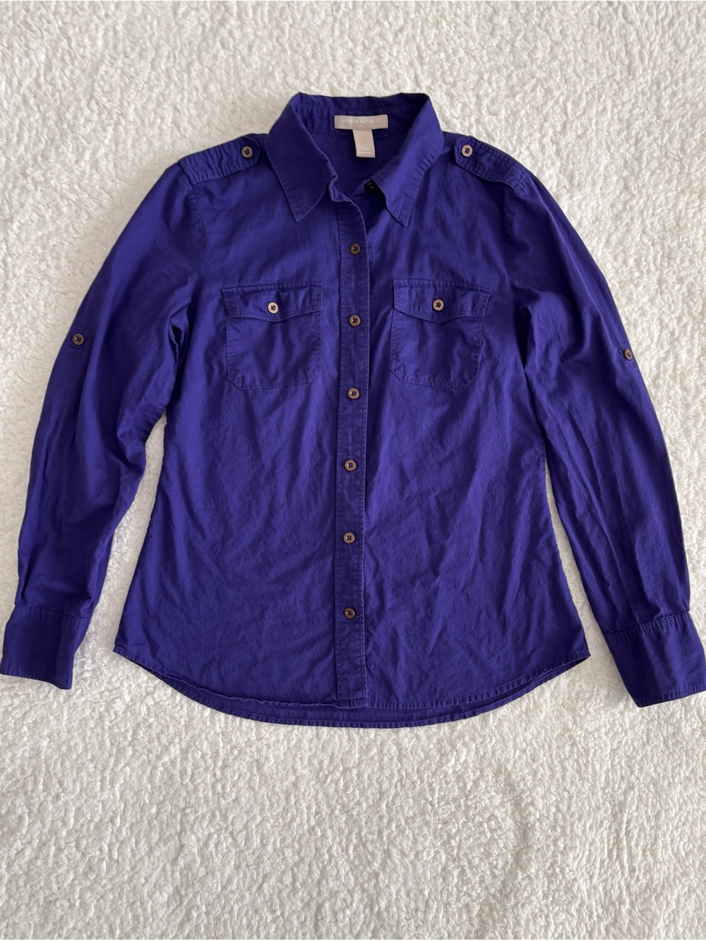Banana Republic Purple Cotton Utility Shirt Button Front Military Style Size S